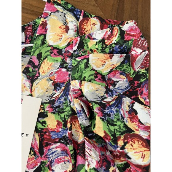 NWT LOAVIES Mini Dress Size XS Flowers Multicolor V neck zipper - Picture 3 of 4